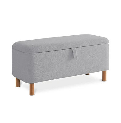 Simplie Fun Basics Upholstered Storage Ottoman and Entryway Bench Grey