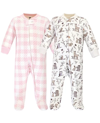 Hudson Baby Baby Girls Hudson Premium Quilted Zipper Sleep and Play 2pk