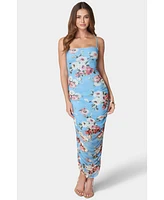 Bebe Women's Floral Tube Mesh Dress