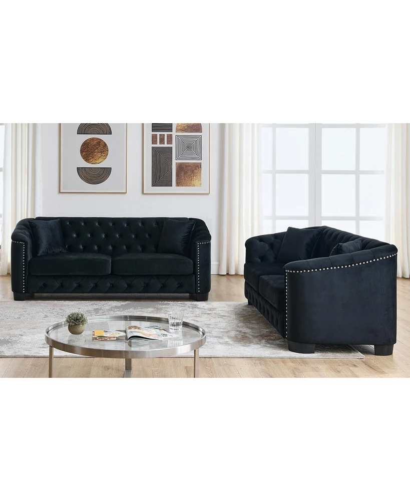 Simplie Fun 3-seater + 3-seater Combination sofa.Velvet black