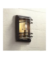 John Timberland Habitat Modern Industrial Outdoor Wall Light Fixture Bronze Brown Warm Brass 11" Clear Glass for Exterior House Porch Patio Outside De