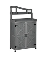 Outsunny Outdoor Storage Cabinet & Potting Table, Gardening Bench