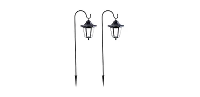 Maggift 2 Pack Solar Hanging Shepherds Hook Outdoor Lights Waterproof