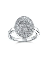 Bling Jewelry Holiday Party Cubic Zirconia Oval Pave Dome Cz Prom Fashion Statement Ring For Women