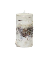 Slickblue Led Birch Designer Candle With Remote 7"h