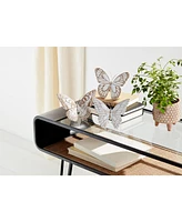 Slickblue Stone Butterfly Shelf Sitter With White Washed Finish (Set of 3)