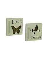 Slickblue Cut-out Sentiment Plaque With Tube Vase And Moss Accent (Set of 4)