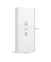 Homcom 71" Kitchen Pantry Cabinet with Drawer and Adjustable Shelf