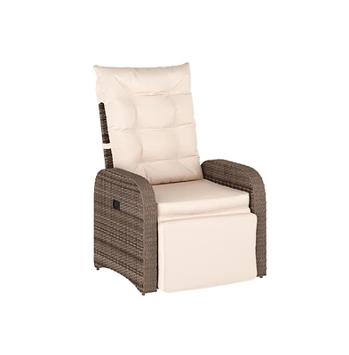 Merrick Lane Selci Modern Style Patio Wicker Rattan Indoor/Outdoor Recliner Lounge Chair With Side Table And Adjustable Back