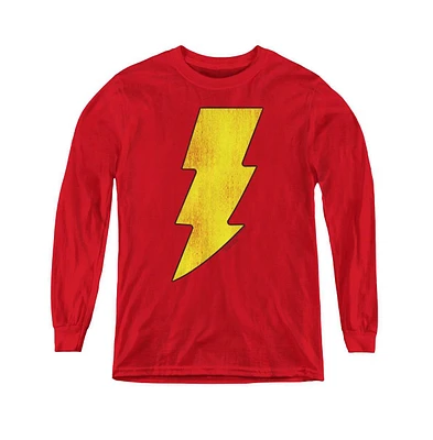 Dc Comics Boys Youth Shazam Logo Distressed Long Sleeve Sweatshirts