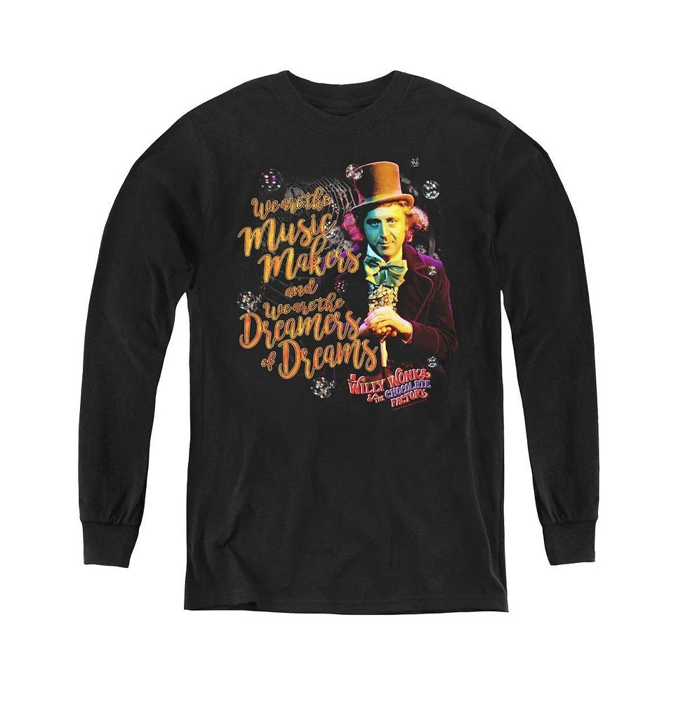 Willy Wonka And The Chocolate Factory Boys Youth Music Makers Long Sleeve Sweatshirts