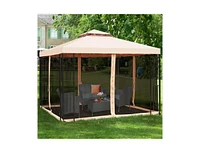 Slickblue 10 x 10 Feet 2-Tier Vented Metal Canopy with Mosquito Netting