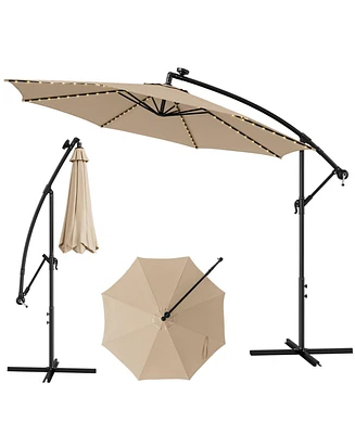 Slickblue 10 Feet Patio Offset Umbrella with 112 Solar-Powered Led Lights