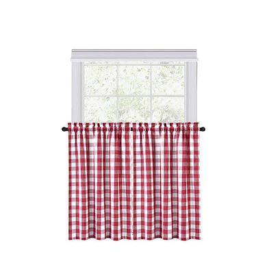 Caromio Yarn-Dyed Buffalo Plaid Kitchen Tier Window Curtain Pair