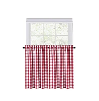 Caromio Yarn-Dyed Buffalo Plaid Kitchen Tier Window Curtain Pair