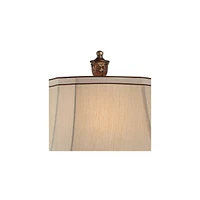 Regency Hill Traditional Style Table Lamp 25" High Old Oak Antique Brown Petite Vase Beige Fabric Rectangular Shade Decor for Living Room Bedroom Hous