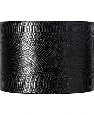 Springcrest Reptile Print Medium Drum Lamp Shade with Silver Lining 15" Top x 15" Bottom x 11" Slant (Spider) Replacement with Harp and Finial