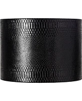 Springcrest Reptile Print Medium Drum Lamp Shade with Silver Lining 15" Top x 15" Bottom x 11" Slant (Spider) Replacement with Harp and Finial