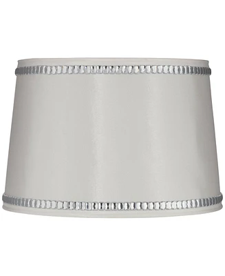 Springcrest White Medium Drum Lamp Shade with Crystal Trim 13" Top x 15" Bottom x 10" High x 10" Slant (Spider) Replacement