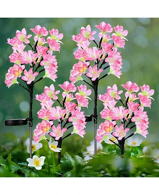 Maggift 4-Pack Solar Flower Lights Outdoor Garden Stake Halloween Christmas Decor