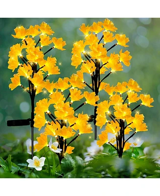 Maggift 4-Pack Solar Flower Lights Outdoor Garden Stake Lights Halloween Christmas Decor