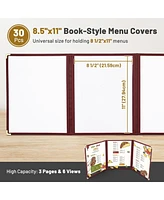 Yescom WeChef 30 Packs Restaurant Menu Covers 8.5 x 11 Triple Fold 3 Pages 6 Views Burgundy