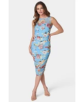 Bebe Women's Floral Midi Mesh Dress