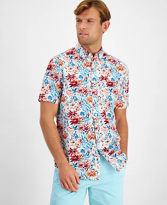 Club Room Men's Cala Regular-Fit Stretch Floral Button-Down Poplin Shirt, Created for Macy's