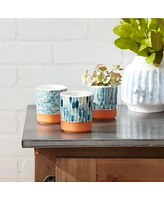 Slickblue Watercolor Planter With Terra Cotta Accent (Set of 3)