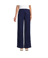 Lands' End Women's High Rise Wide Leg Linen Pleated Pants