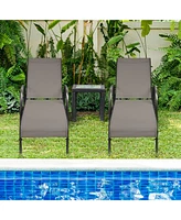 Costway 2PCS Outdoor Patio Lounge Chair Chaise Fabric Adjustable Reclining