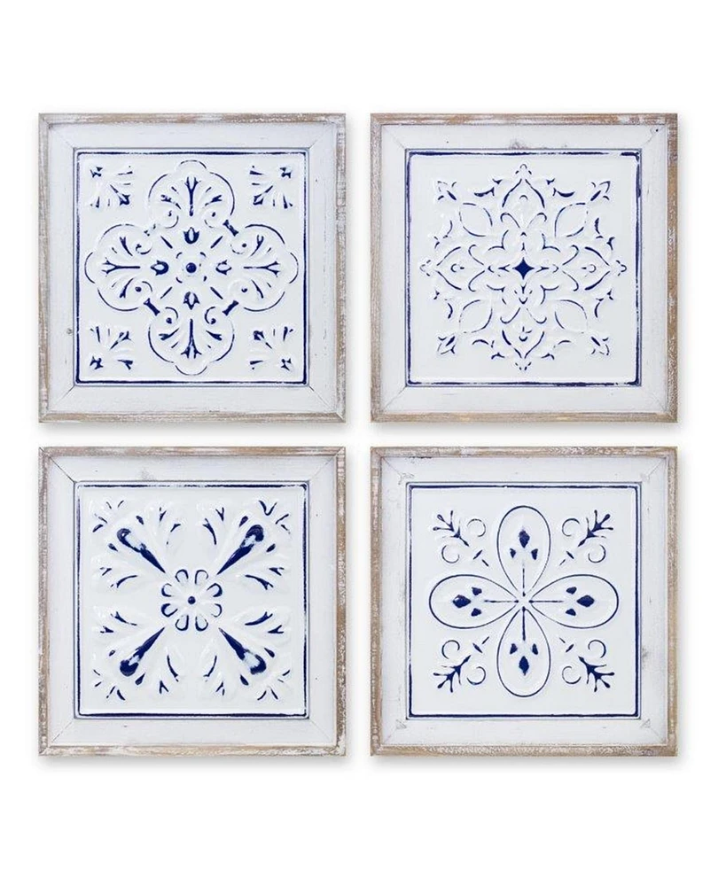 Slickblue Rustic Ceiling Tile Plaque Set of 4, Distinctive Wall Art