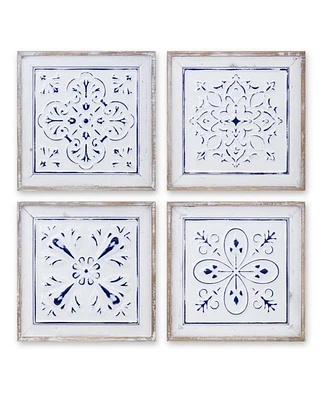 Slickblue Rustic Ceiling Tile Plaque Set of 4, Distinctive Wall Art