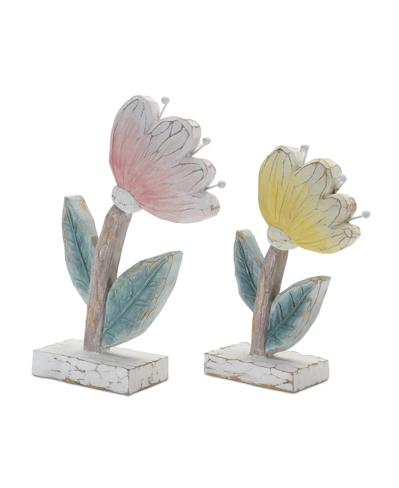 Slickblue Carved Floral Decor (Set of 2)