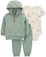 Carter's Baby Boys Quilted Little Pullover Cardigan, Bodysuit & Pants, 3 Piece Set