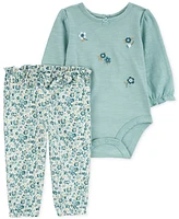 Carter's Baby Girls Cotton Floral Bodysuit & Floral-Print Pants, 2 Piece Set