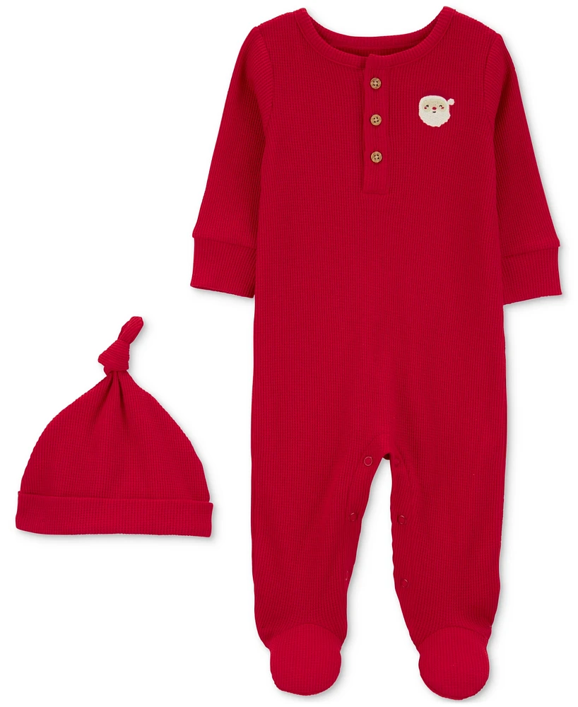 Carter's Baby Santa Sleep-and-Play Footed Coverall & Cap, 2 Piece Set