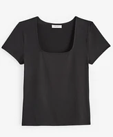 On 34th Women's Cap-Sleeve Square-Neck Tee, Created for Macy's