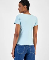 On 34th Women's Cap-Sleeve Square-Neck Tee, Created for Macy's