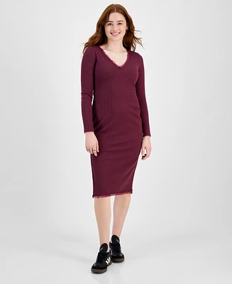 Planet Heart Juniors' Rib-Knit Long Sleeve Midi Dress