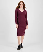 Planet Heart Juniors' Rib-Knit Long Sleeve Midi Dress