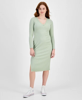 Planet Heart Juniors' Rib-Knit Long Sleeve Midi Dress