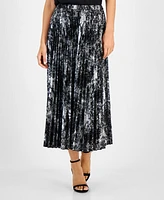 Anne Klein Petite Printed Pleated Midi Skirt