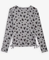 Epic Threads Girls Pretty Heart-Print Ribbed Side-Ruched Top, Created for Macy's