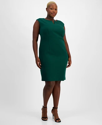 Kasper Plus Notched-Neck Sleeveless Sheath Dress