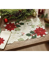 Elrene Poinsettia Cutwork Rectangle Fabric Placemat, 13" x 19"