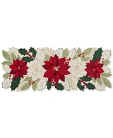 Elrene Poinsettia Cutwork Fabric Centerpiece Runner, 13"x 36"