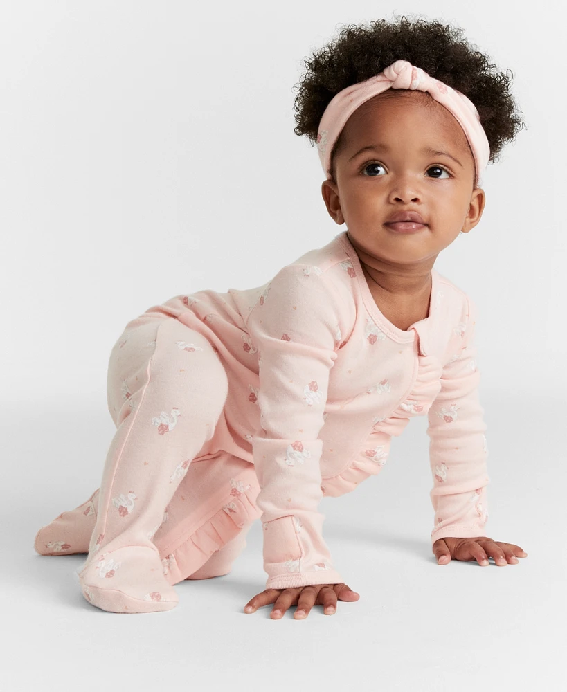 First Impressions Baby Girls Tiny Dancer Cotton Footed Coverall & Headband, 2 Piece Set, Created for Macy's