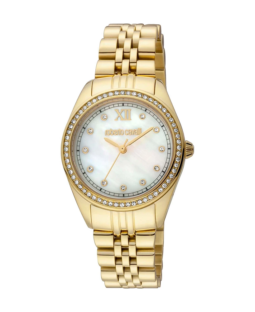 Roberto Cavalli Women's Quartz Gold-tone Stainless Steel Watch 31mm