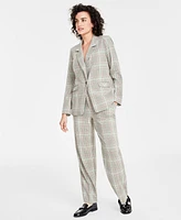 On 34th Women's Plaid High Rise Wide-Leg Trousers, Created for Macy's